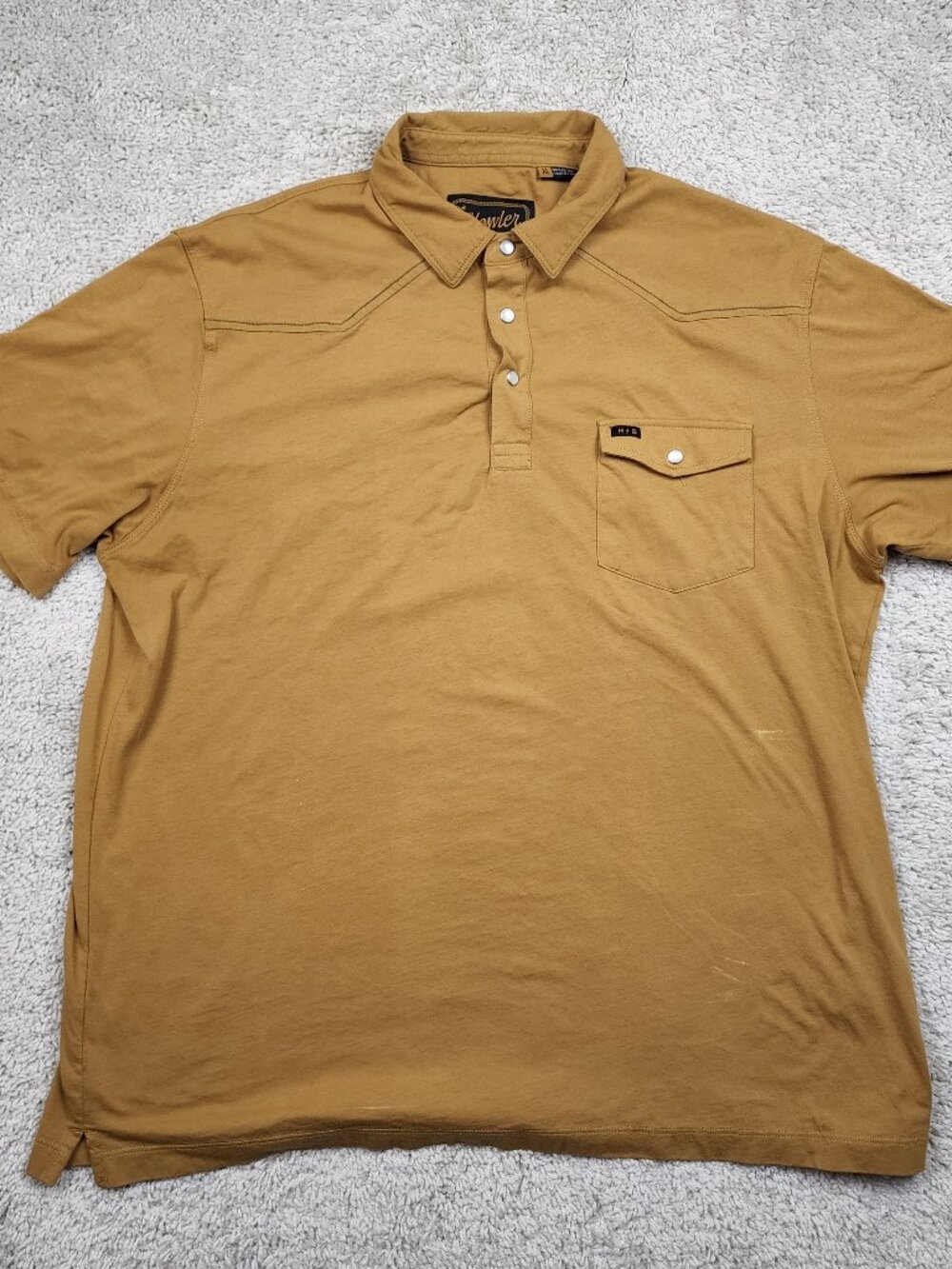 HOWLER BROS Brothers Ranchero Pearl Snap Jacquard Polo Mens XL Jacquard Brown US